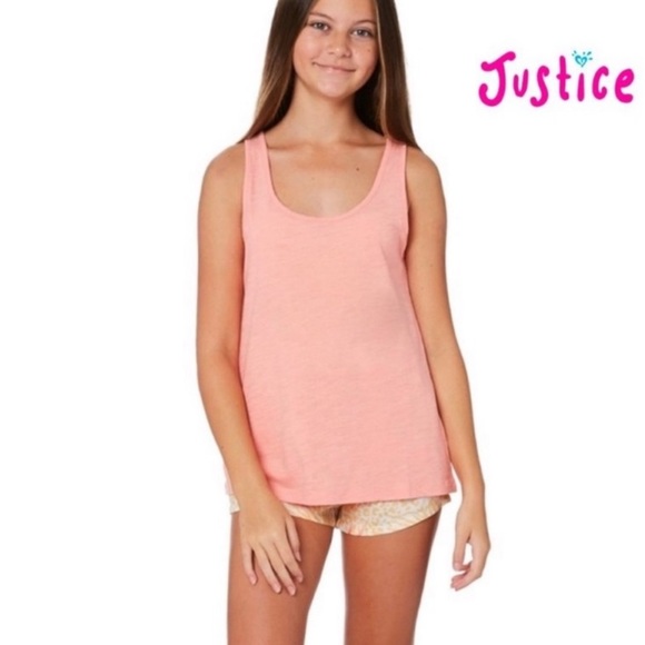 New Justice Peach Tank Top Girls Size 10 - Picture 8 of 11